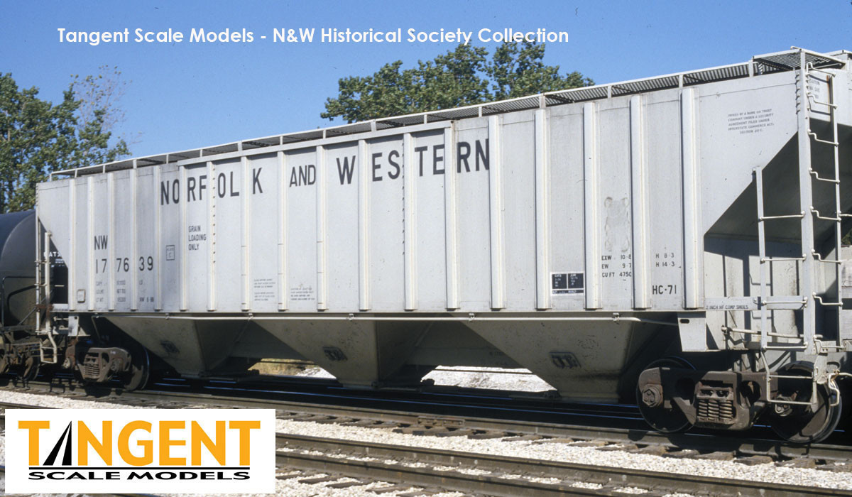 Tangent Scale Models HO 36222-07 NW Roanoke Shops 4750CuFt Covered Hopper Norfolk Western 'Claytor Repaint HC-71 1986+' NW #177372