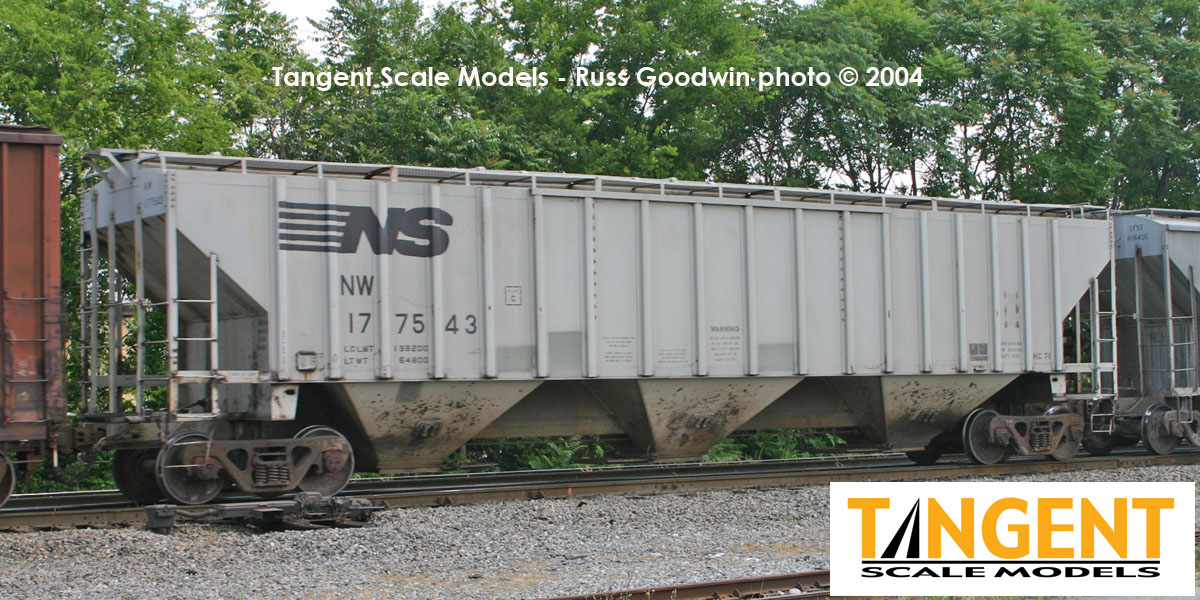 Tangent Scale Models HO 36223-04 NW Roanoke Shops 4750CuFt Covered Hopper Norfolk Southern 'N&W HC-71 1989+' NW #177543
