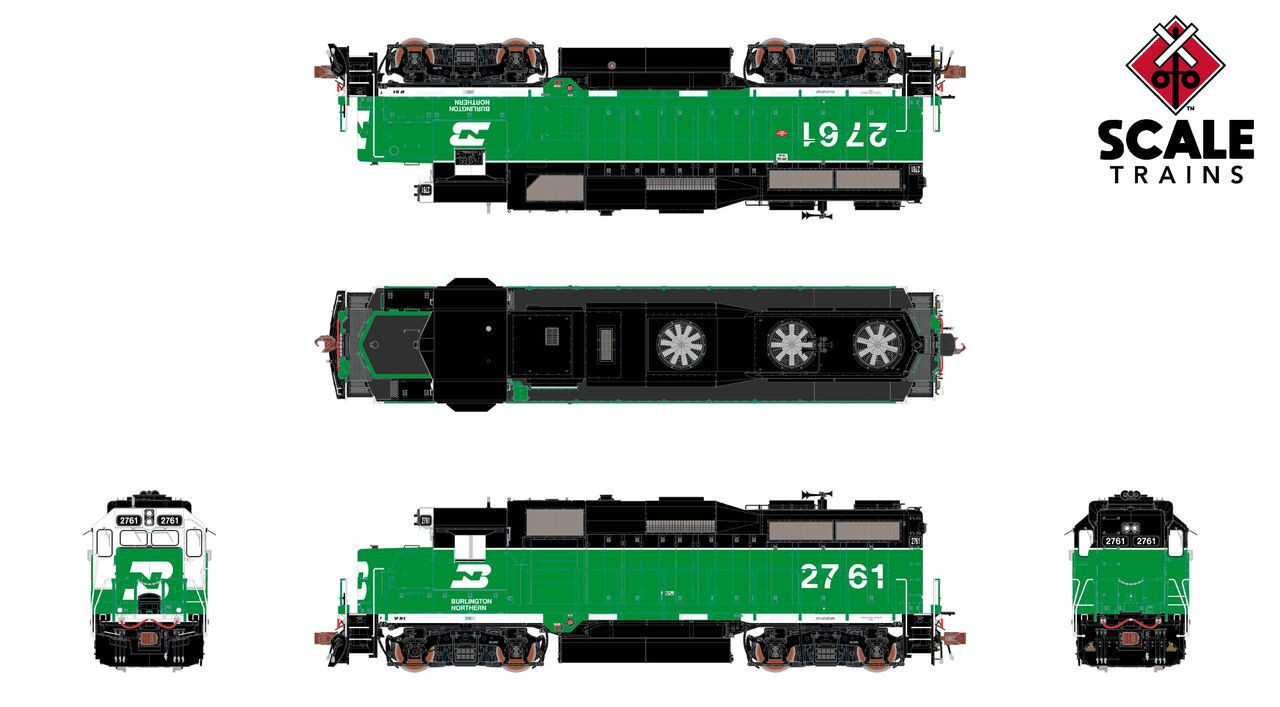 ScaleTrains Rivet Counter HO SXT40940 DCC Ready EMD GP39E Burlington Northern/White Face/Strobe Lights BN #2774