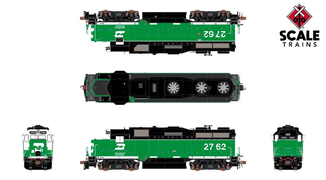 ScaleTrains Rivet Counter HO SXT40940 DCC Ready EMD GP39E Burlington Northern/White Face/Strobe Lights BN #2774