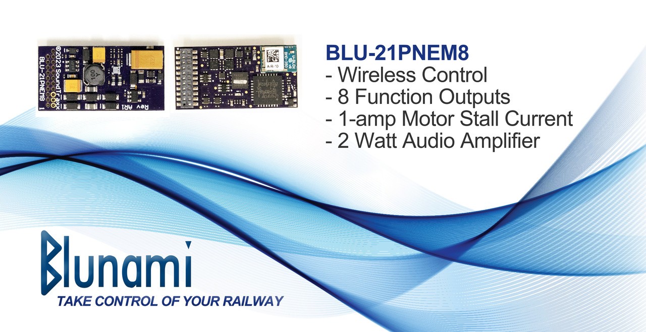 SoundTraxx Blunami 885612 BLU-21PNEM8 DCC Sound & Control Decoder w/Bluetooth - Baldwin & Other Diesels