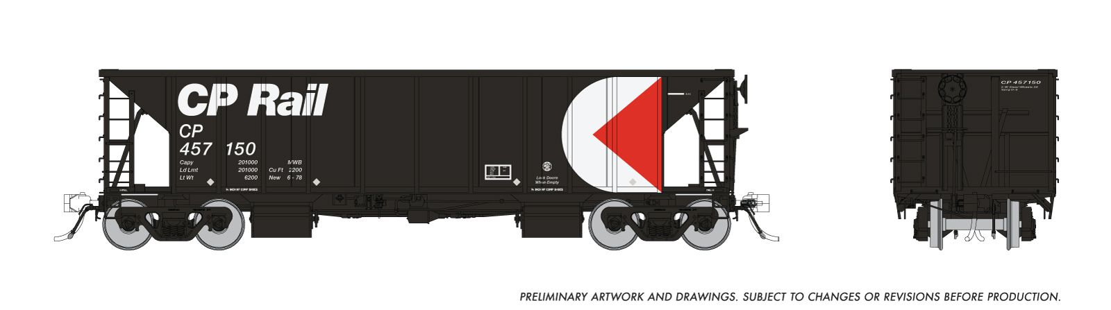Rapido Trains Inc HO 158015 NSC Ballast Car CP Rail CP #2 6-Pack