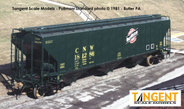 Tangent Scale Models HO 36360-08 PS4750 Covered Hopper Chicago and North Western Delivery Green 3-1981 CNW #181110