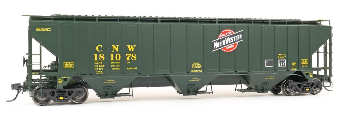 Tangent Scale Models HO 36360-14 PS4750 Covered Hopper Chicago and North Western Delivery Green 3-1981 CNW #181265