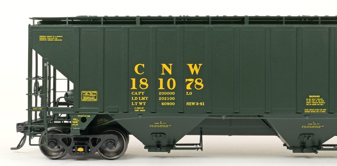 Tangent Scale Models HO 36360-14 PS4750 Covered Hopper Chicago and North Western Delivery Green 3-1981 CNW #181265