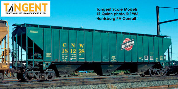 Tangent Scale Models HO 36360-19 PS4750 Covered Hopper Chicago and North Western Delivery Green 3-1981 CNW #181523