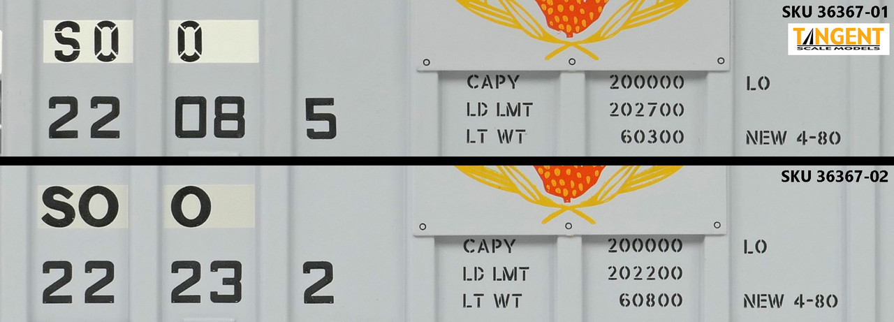 Tangent Scale Models HO 36367-02 PS4750 Covered Hopper Soo Lines ex-Producer’s Grain 1985+ SOO #22232
