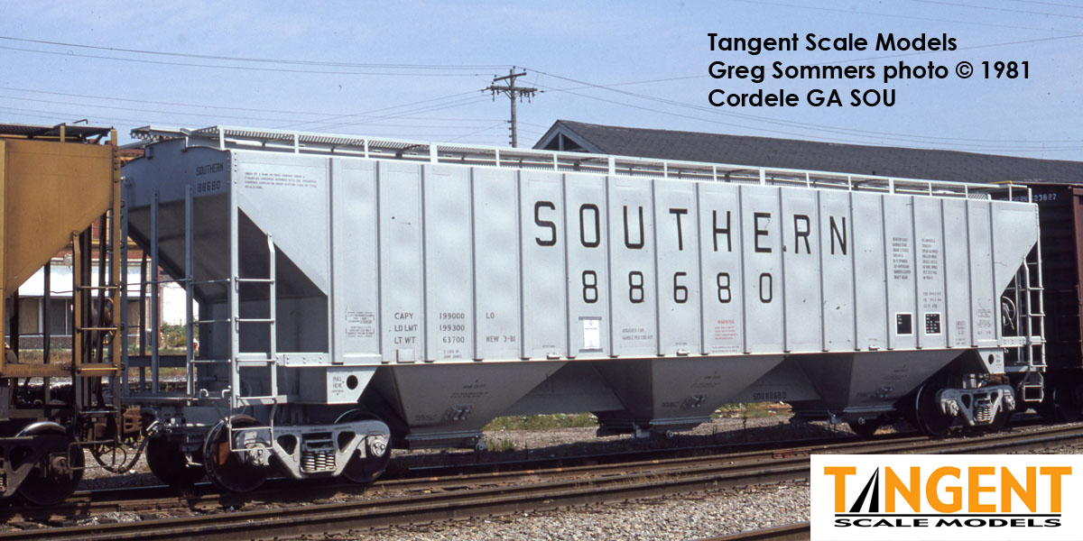 Tangent Scale Models HO 36369-01 PS4750 Covered Hopper Southern Delivery Gray 1981 SOU #88604