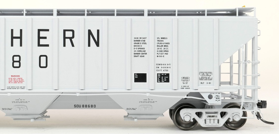 Tangent Scale Models HO 36369-04 PS4750 Covered Hopper Southern Delivery Gray 1981 SOU #88624