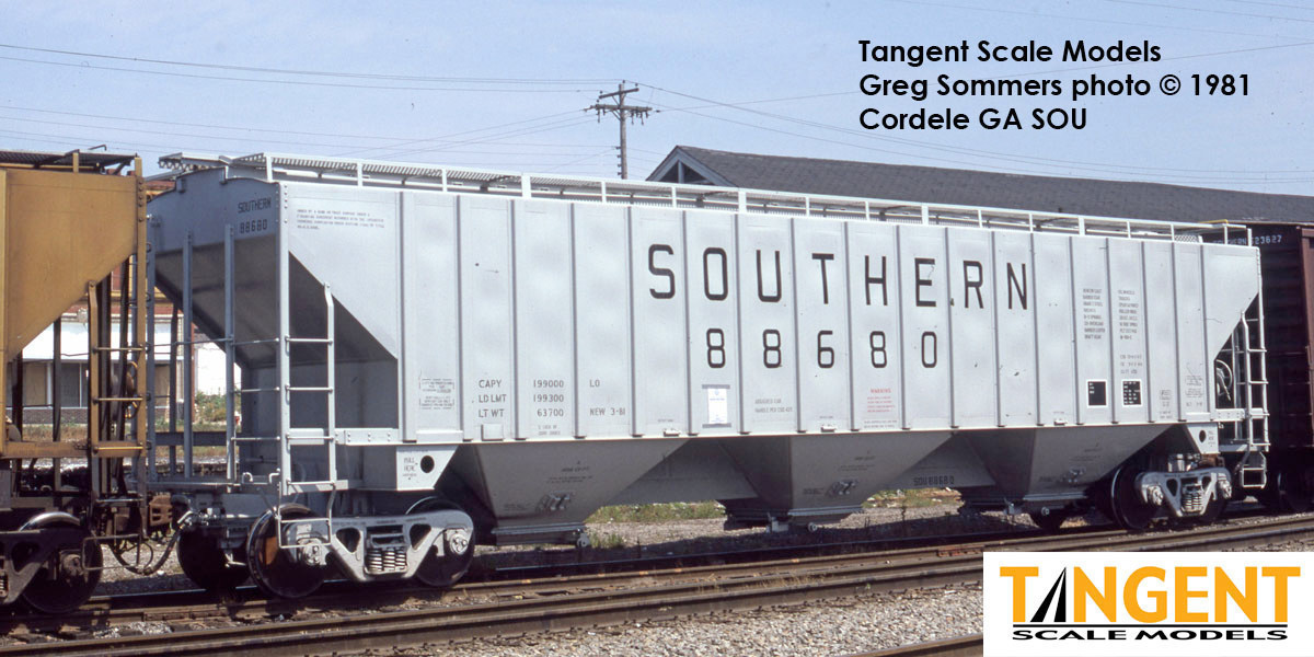 Tangent Scale Models HO 36369-08 PS4750 Covered Hopper Southern Delivery Gray 1981 SOU #88697