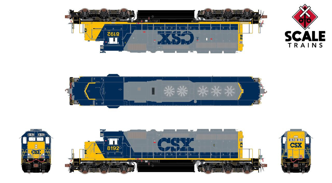 ScaleTrains Rivet Counter HO SXT40776 DCC Ready EMD SD40-2 Locomotive CSX YN2 Ditch Lights CSX #8203