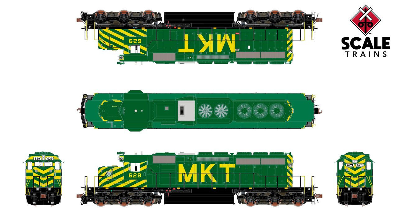 ScaleTrains Rivet Counter HO SXT40784 DCC Ready EMD SD40-2 Locomotive Missouri-Kansas-Texas As-Delivered MKT #629