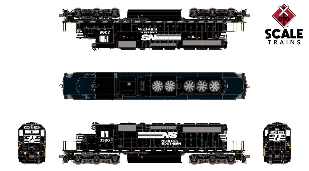 ScaleTrains Rivet Counter HO SXT40796 DCC Ready EMD SD40-2 Locomotive Norfolk Southern Thoroughbred Ditch Lights NS #3379