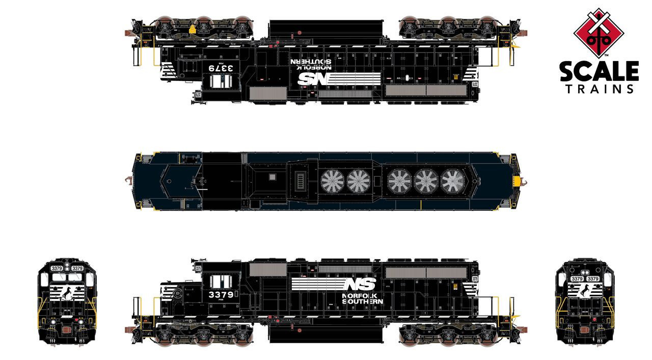 ScaleTrains Rivet Counter HO SXT40800 DCC Ready EMD SD40-2 Locomotive Norfolk Southern Thoroughbred Ditch Lights NS #3396
