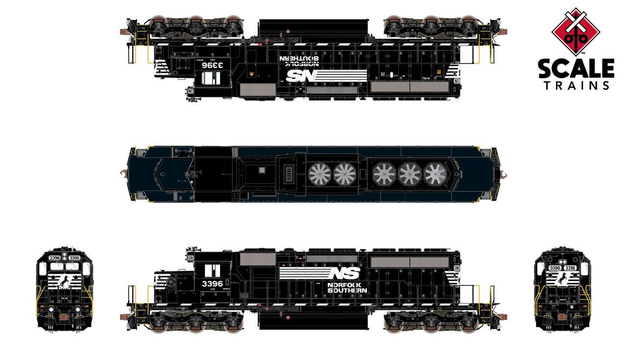 ScaleTrains Rivet Counter HO SXT40800 DCC Ready EMD SD40-2 Locomotive Norfolk Southern Thoroughbred Ditch Lights NS #3396