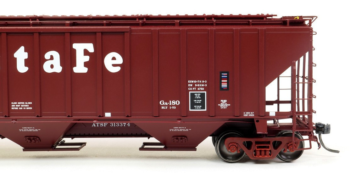 Tangent Scale Models HO 36372-07 PS4750 Covered Hopper Atchison, Topeka and Santa Fe 'GA-180 Delivery 1-1973' ATSF #313374