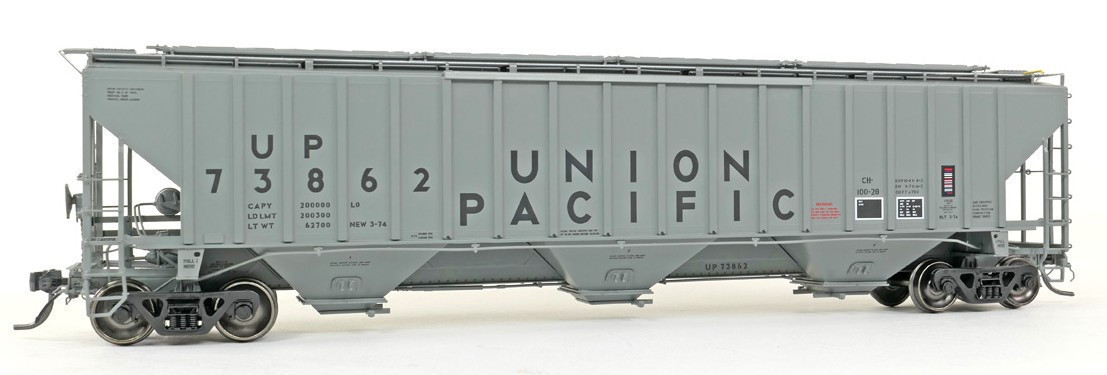 Tangent Scale Models HO 36373-12 PS4750 Covered Hopper Union Pacific 'Delivery Gray CH-100-28 3-1974' UP #74082
