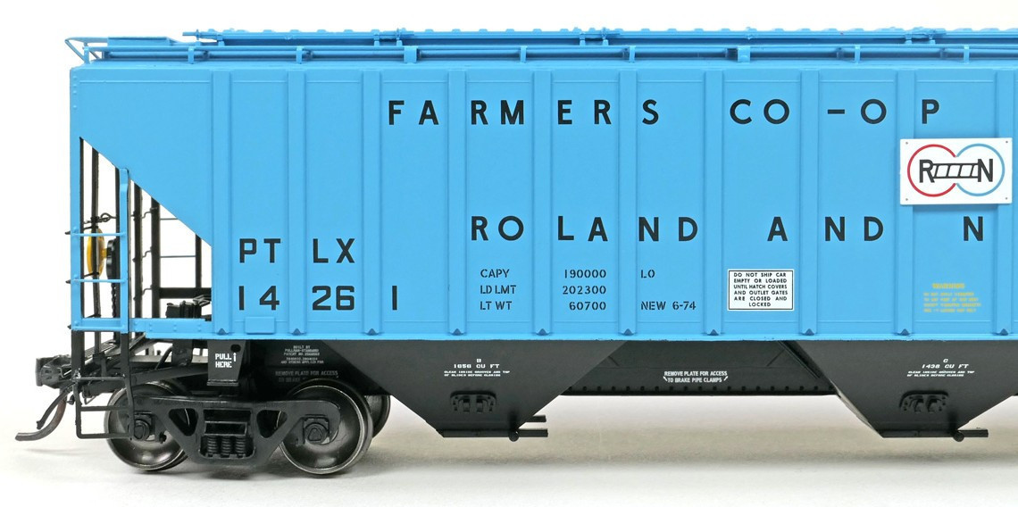 Tangent Scale Models HO 20078-04 PS4750 Covered Hopper Pullman Transport Leasing Company 'Roland & Nevada Iowa 1974' PTLX #14261