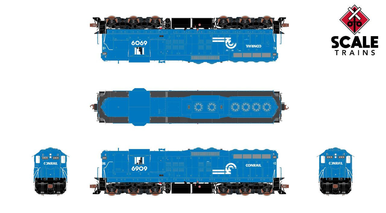 ScaleTrains Rivet Counter HO SXT41159 DCC Ready EMD SD9 Locomotive Conrail 'Can Opener' CR #6916