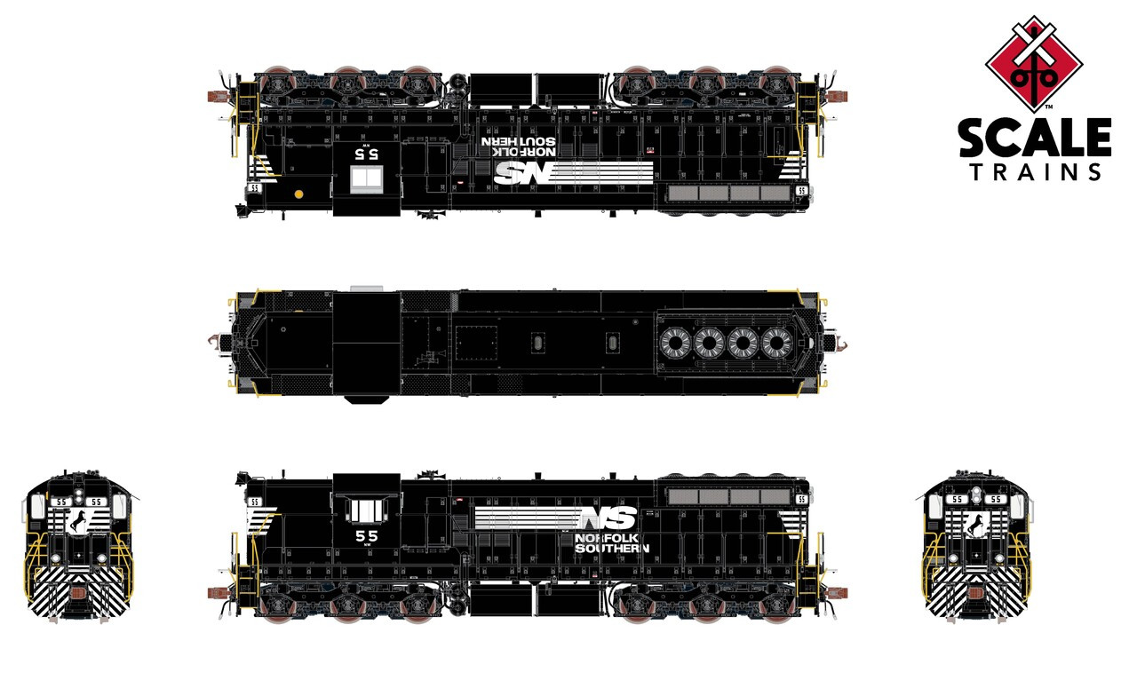 ScaleTrains Rivet Counter HO SXT41184 DCC/ESU Loksound 5 Equipped EMD SD9M Norfolk Southern 'Thoroughbred' w/Ditch Lights NS #54