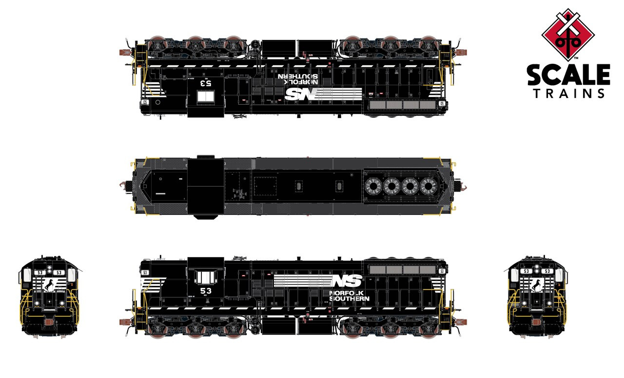 ScaleTrains Rivet Counter HO SXT41184 DCC/ESU Loksound 5 Equipped EMD SD9M Norfolk Southern 'Thoroughbred' w/Ditch Lights NS #54