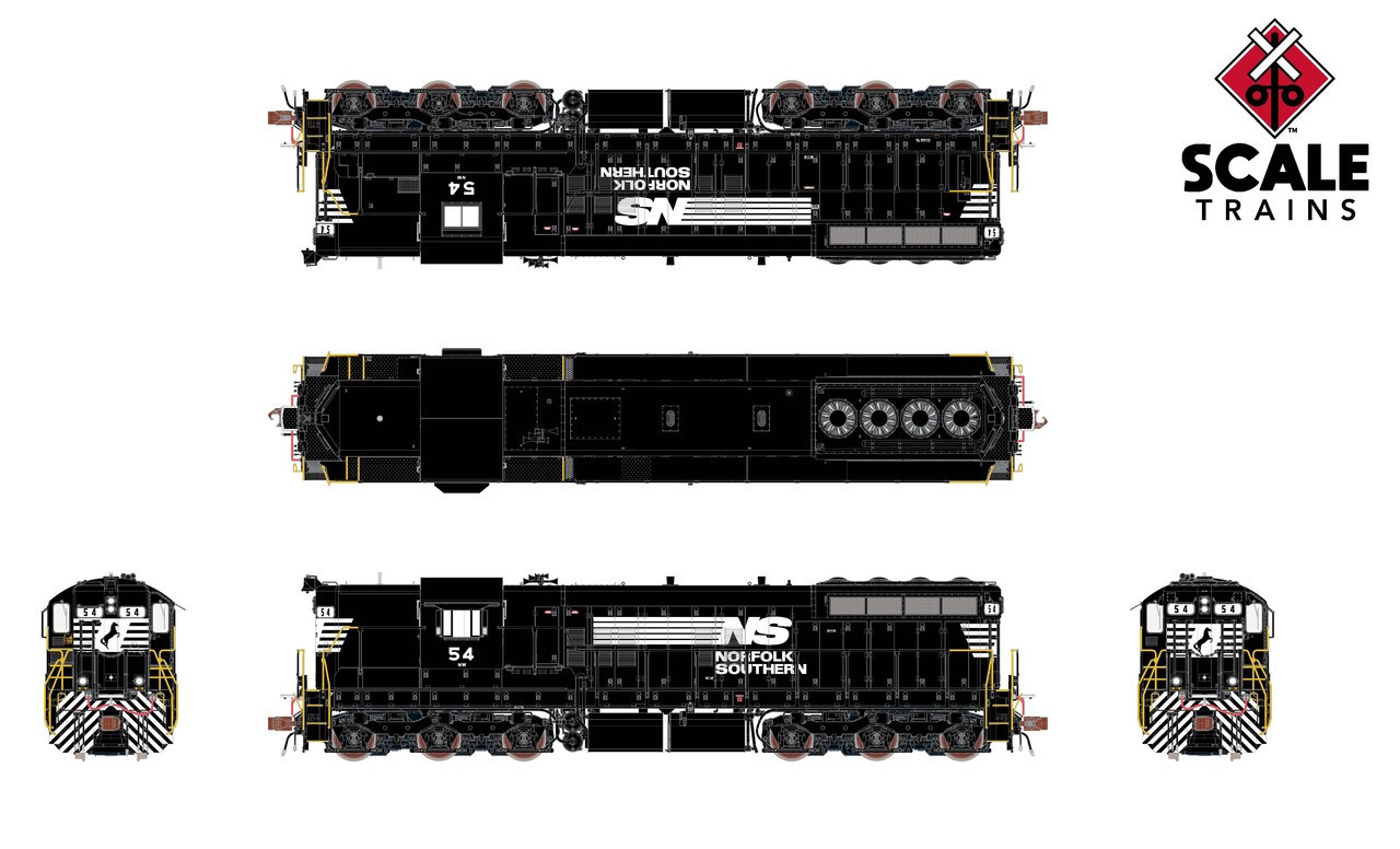 ScaleTrains Rivet Counter HO SXT41185 DCC Ready EMD SD9M Norfolk Southern 'Thoroughbred' w/Ditch Lights NS #54