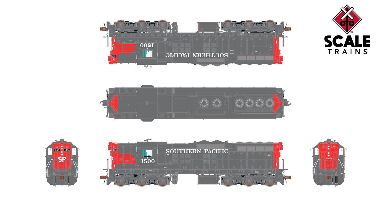 ScaleTrains Rivet Counter HO SXT41195 DCC Ready EMD SD7R Locomotive Southern Pacific 'Bloody Nose' SP #1523