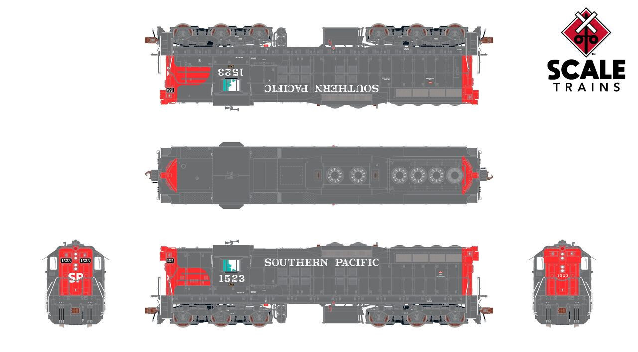ScaleTrains Rivet Counter HO SXT41195 DCC Ready EMD SD7R Locomotive Southern Pacific 'Bloody Nose' SP #1523