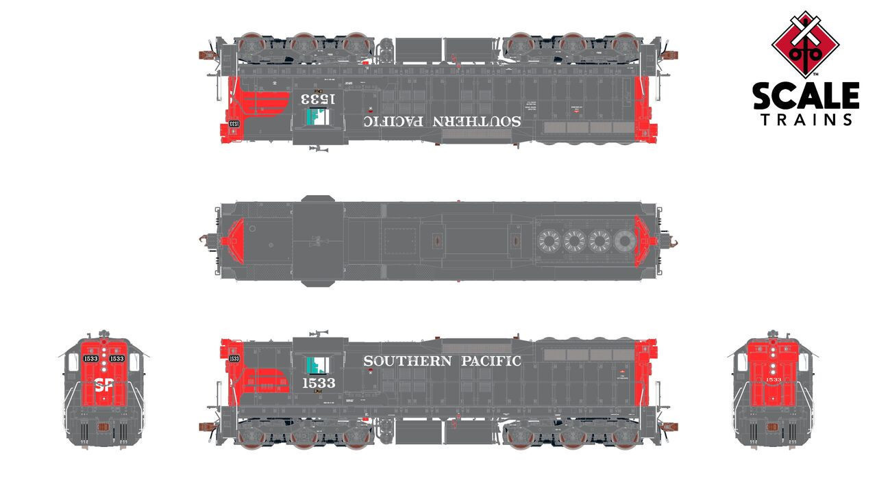 ScaleTrains Rivet Counter HO SXT41197 DCC Ready EMD SD7R Locomotive Southern Pacific 'Bloody Nose' SP #1530
