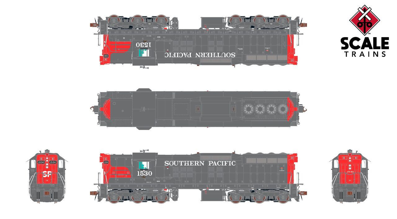 ScaleTrains Rivet Counter HO SXT41197 DCC Ready EMD SD7R Locomotive Southern Pacific 'Bloody Nose' SP #1530