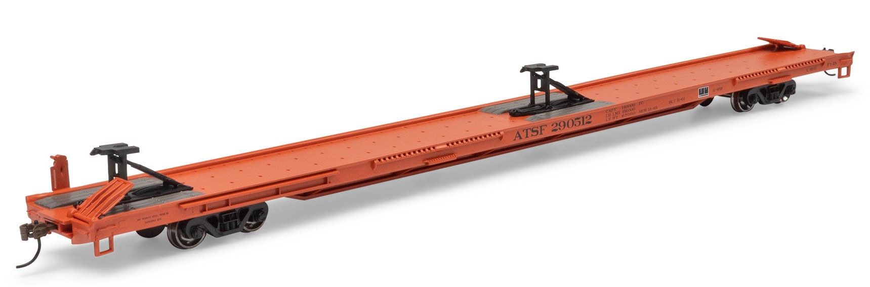 Athearn HO ATH-1537 85' TOFC Flat Car Santa Fe ATSF #290512