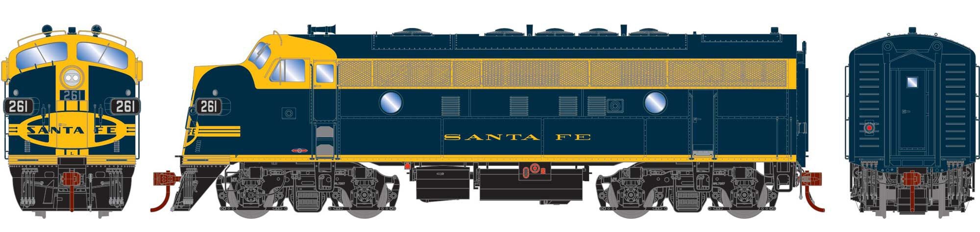 Athearn Genesis HO ATHG19572 DCC Ready EMD F7A Locomotive Santa Fe ATSF #261L
