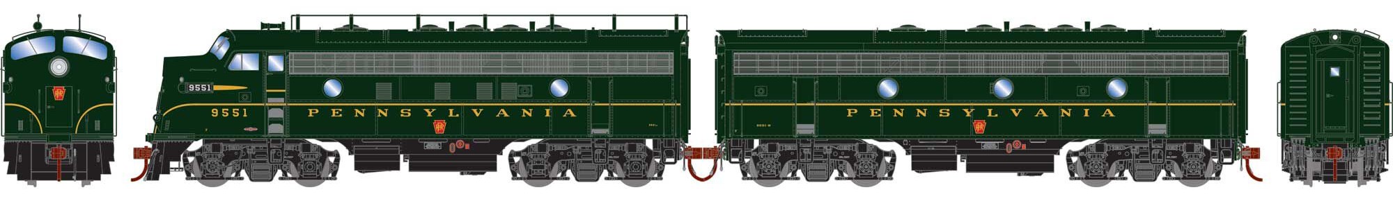 Athearn Genesis HO ATHG19584 DCC Ready EMD F5A / F5B Locomotive Set Pennsylvania RR PRR #9551A / #9551B