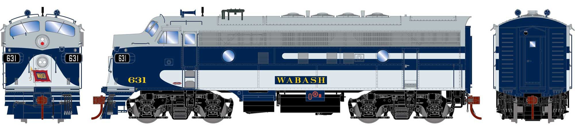 Athearn Genesis HO ATHG19590 DCC Ready EMD F7A Locomotive Wabash WAB #631