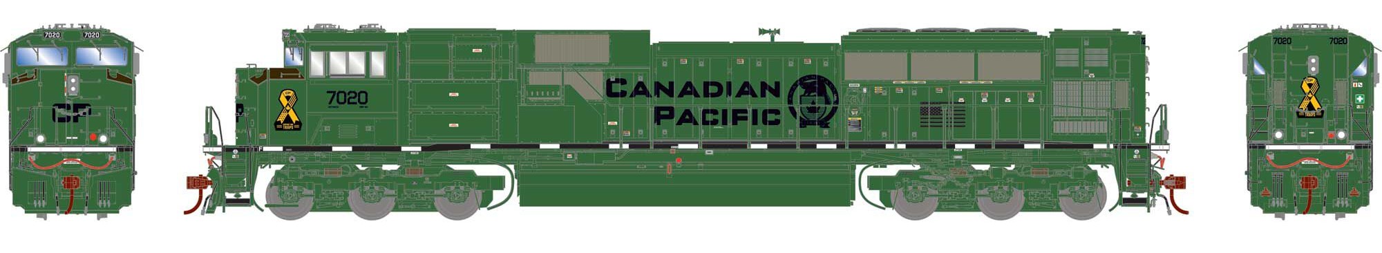 Athearn Genesis HO ATHG-1147 DCC Ready EMD SD70ACU Locomotive Canadian Pacific Military Tribute CP #7020 'NATO Green'