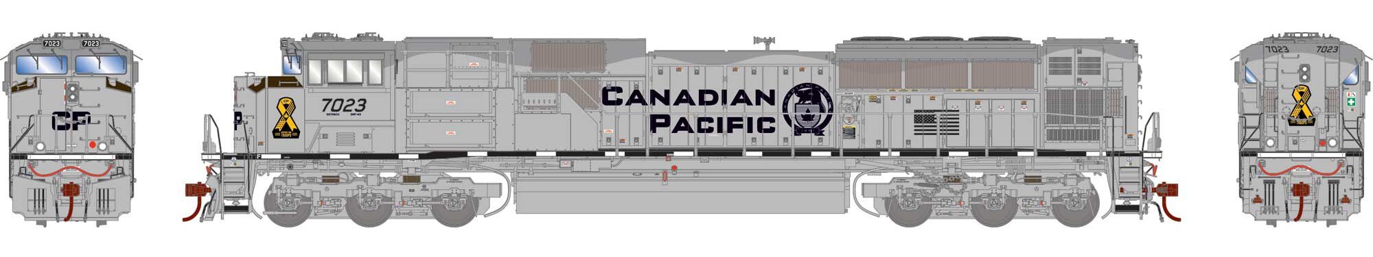 Athearn Genesis HO ATHG-1150 DCC Ready EMD SD70ACU Locomotive Canadian Pacific Military Tribute CP #7023 'Two-Tone Grey'