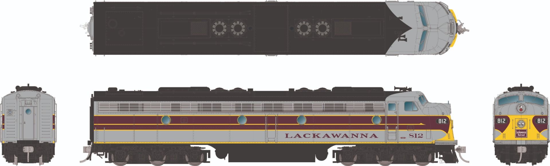 Rapido Trains Inc HO 28077 DCC Ready EMD E8A Locomotive Delaware, Lackawanna & Western 'Gray & Maroon' DL&W #812