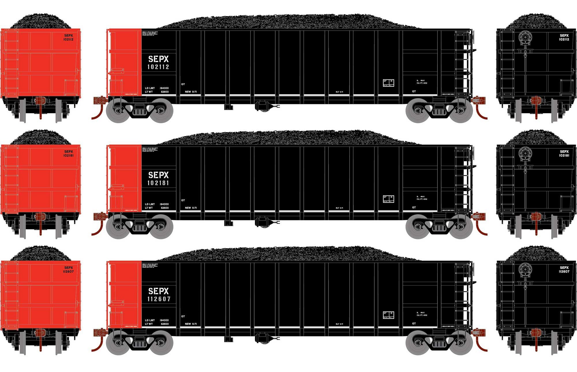 Athearn HO ATH7675 Thrall High Side Gondola with Load SEPX #2 3-Pack