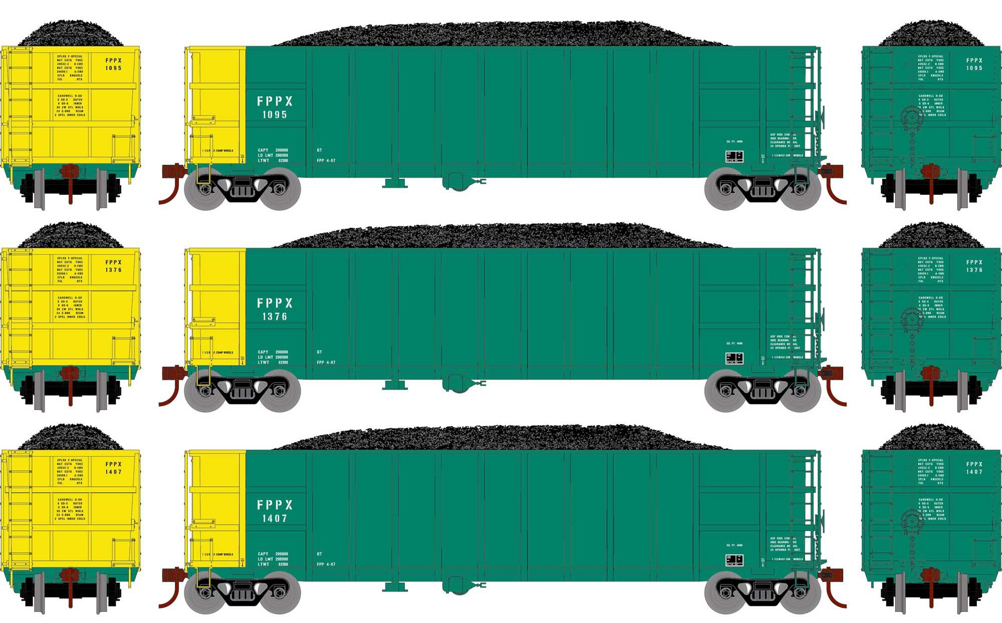 Athearn HO ATH7678 Thrall High Side Gondola with Load FPPX #2 3-Pack