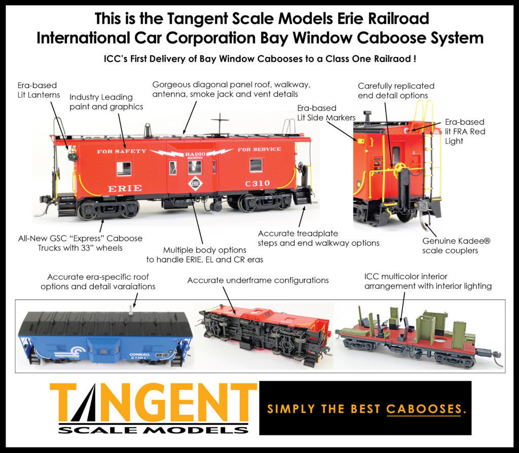 Tangent Scale Models HO 60711-06 Erie ICC Bay Window Caboose Erie Lackawanna 'Simplified Repaint 1966' EL #C345