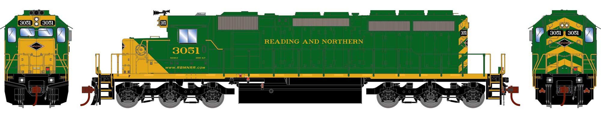 Athearn HO ATH-1244 DCC Ready EMD SD40-2 Locomotive Reading and Northern RBMN #3051
