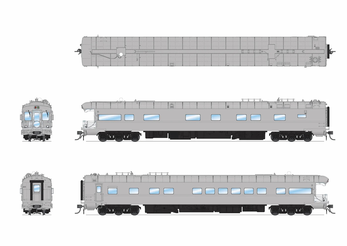 Broadway Limited Imports HO 9596 Union Pacific Business Car UP #101 Painted Primer Gray w/Black Trucks