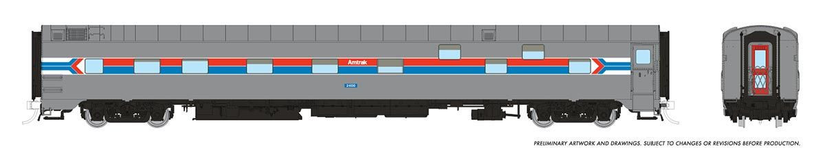 Rapido Trains Inc HO 101161 Super Continental Passenger Cars Duplex Sleeper Amtrak Phase 1 Scheme AMTK #2401