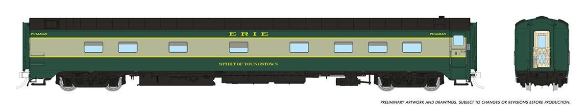 Rapido Trains Inc HO 104112 Super Continental Passenger Cars 10-5 Sleeper Erie 'Pride of Youngstown'