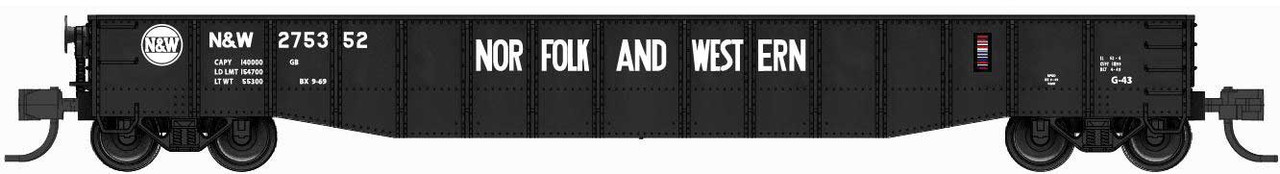 Bluford Shops N 52151 52'6" 15-Panel Mill Gondola Lightly Dented Norfolk & Western N&W #275073