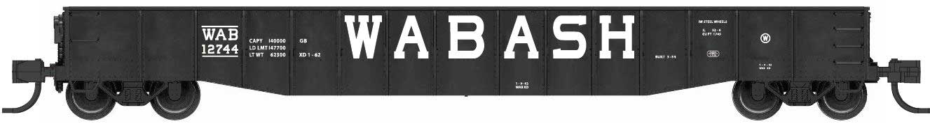 Bluford Shops N 52180 52'6" 15-Panel Mill Gondola Lightly Dented Wabash WAB #12744