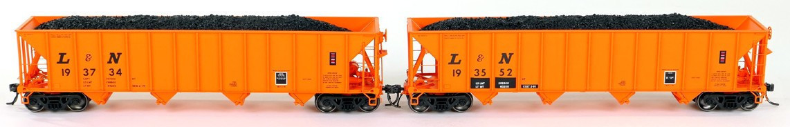 Tangent Scale Models HO 32014-12 Bethlehem Steel 3350CuFt Quad Coal Hopper Louisville & Nashville 'Delivery Orange' 1974 L&N #193601