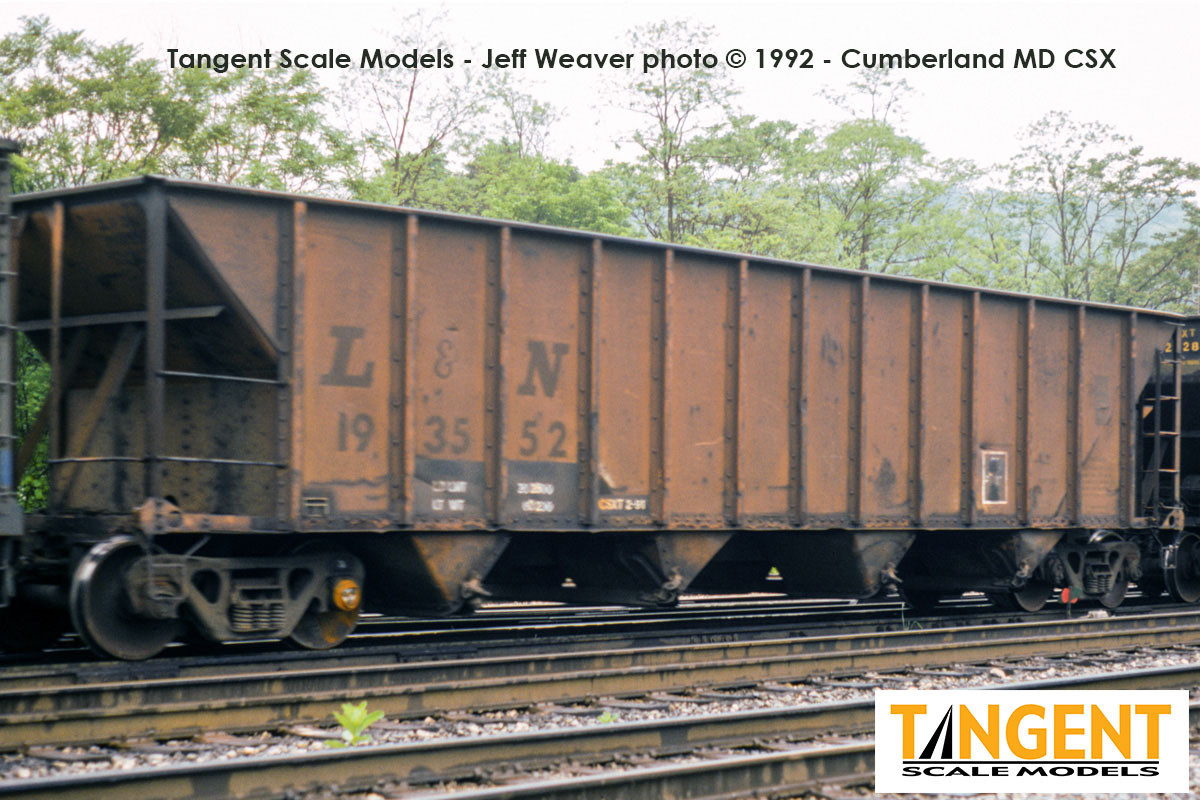 Tangent Scale Models HO 32015-03 Bethlehem Steel 3350CuFt Quad Coal Hopper CSXT Era 'Ex-L&N Orange' 1991+ L&N #193526