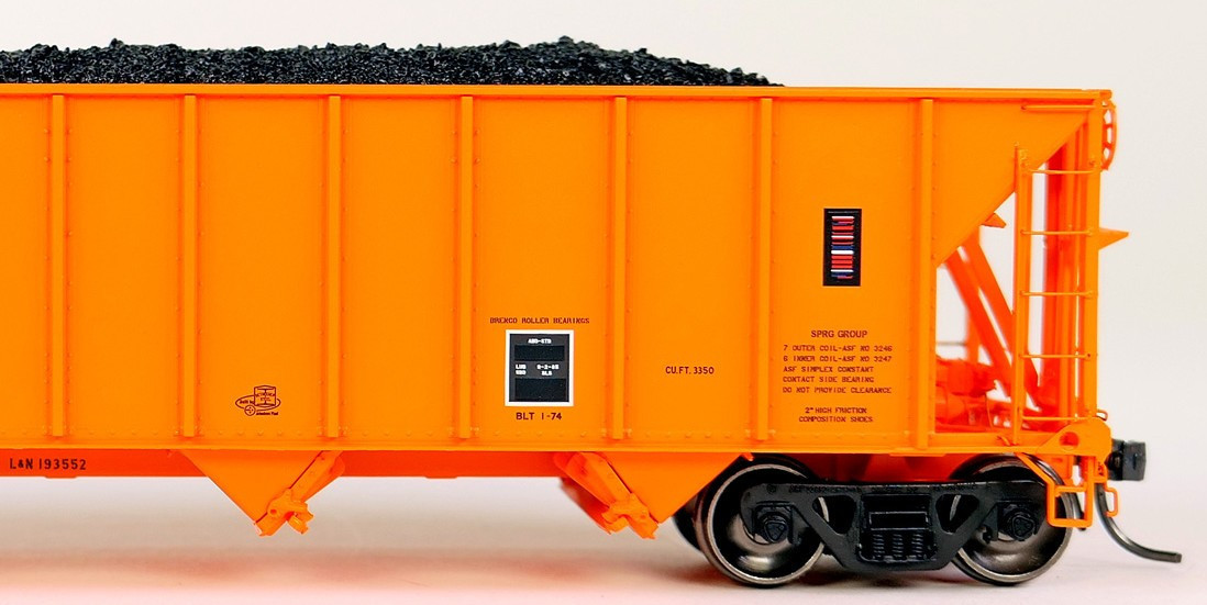 Tangent Scale Models HO 32015-04 Bethlehem Steel 3350CuFt Quad Coal Hopper CSXT Era 'Ex-L&N Orange' 1991+ L&N #193533