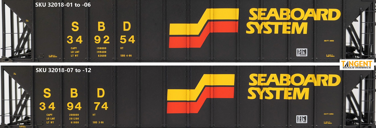 Tangent Scale Models HO 32018-08 Bethlehem Steel 3350CuFt Quad Coal Hopper Seaboard System 'Seaboard Repaint 1986+' SBD #349343